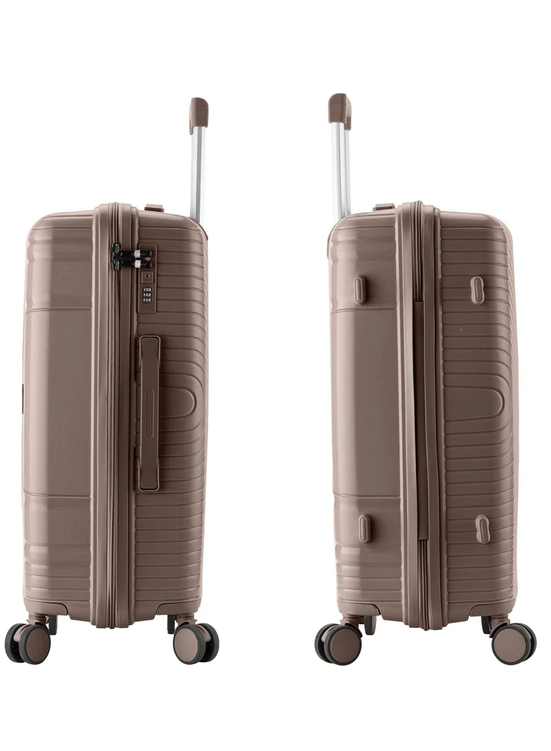 Senator  Unisex PP Fashion Trolley Luggage Set Lightweight Hard-Shell Spinner luggage with 4 Double Spinner Wheel and 3-Digit Combination Lock KH1010 Khaki  | Best Price UAE